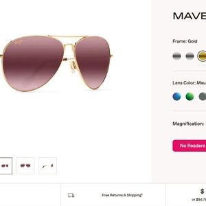 Maui Jim Mavericks Sunglasses - Maui Rose Lens, Gold Frame